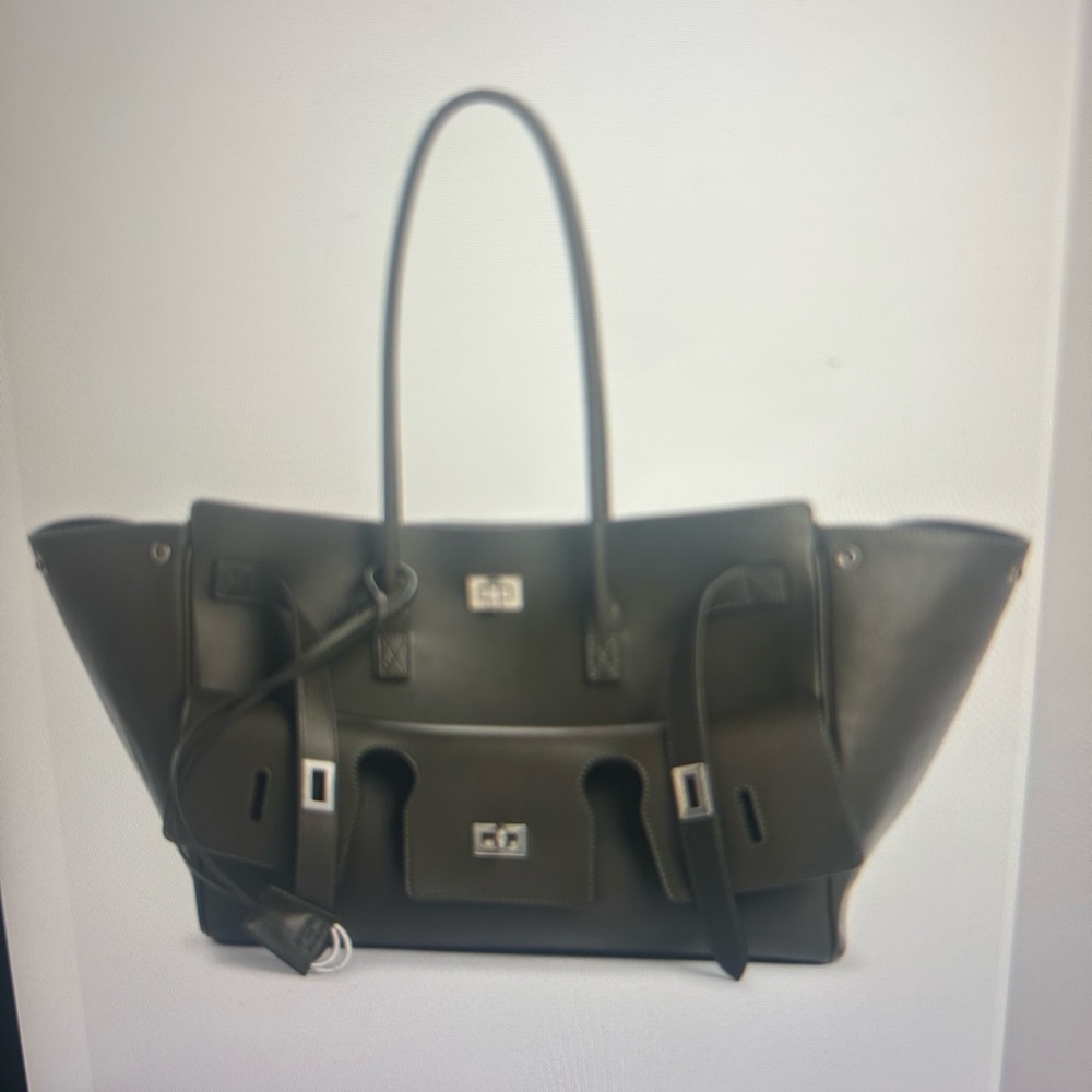 Balenciaga Medium Bel Air Carry All Dark Khaki Leather Tote - Picture 2 of 8